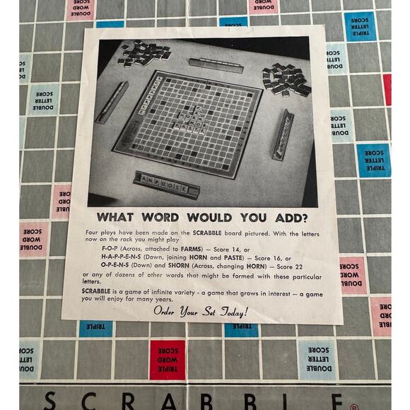 Vintage 1948-1953 Scrabble Game Board Selchow & Righter Set - Picture 7 of 8